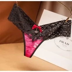 String Avec Ceinture Dentelle Et Bijou 1902217 - Rose