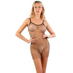 Robe Filet Et Strass 9591 - Noir