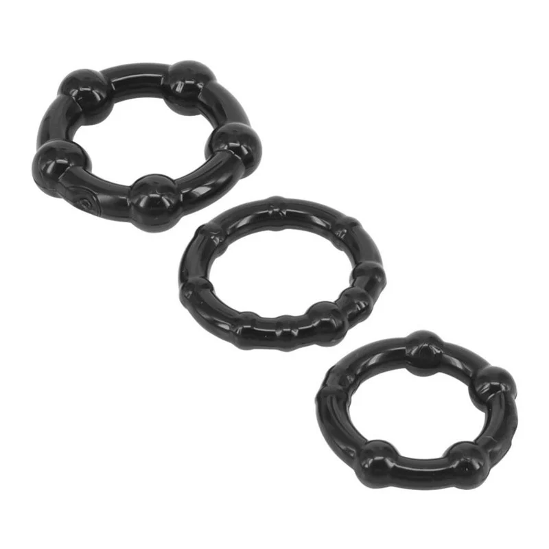 Pack 3 Cockrings Ă Boules - Noir