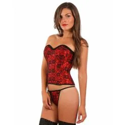 Bustier Burlesque Motif Floral 2611 - Rouge