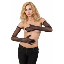 Gants Longs En Résille 02G - Noir