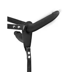 Double Gode Ceinture Silicone Vibrant USB - Noir