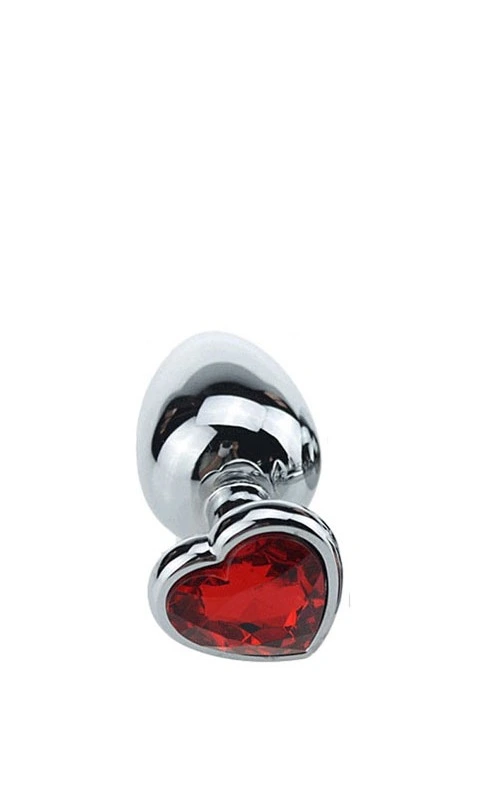 Plug Métal Avec Bijou Coeur Rouge - S