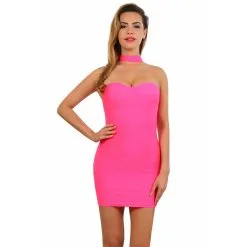 Robe Bustier Avec Tour De Cou 194921 - Rose