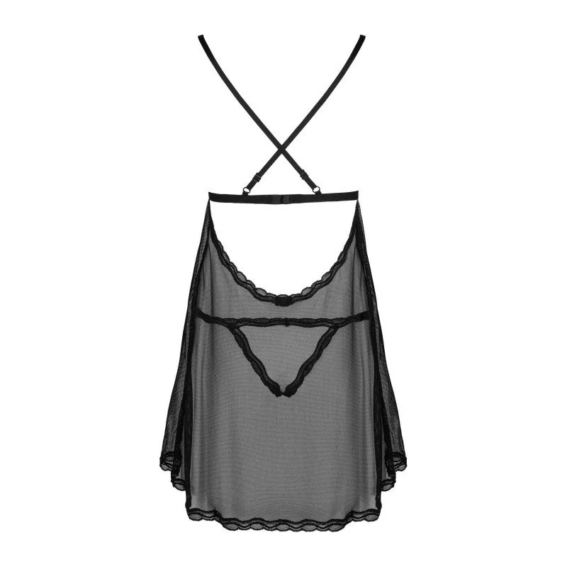 Babydoll Transparente Ouverte Sidela - Noir – Image 3