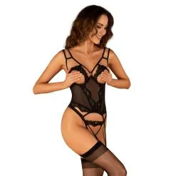 Guêpière Ouverte Seins Nus Setilla - Noir