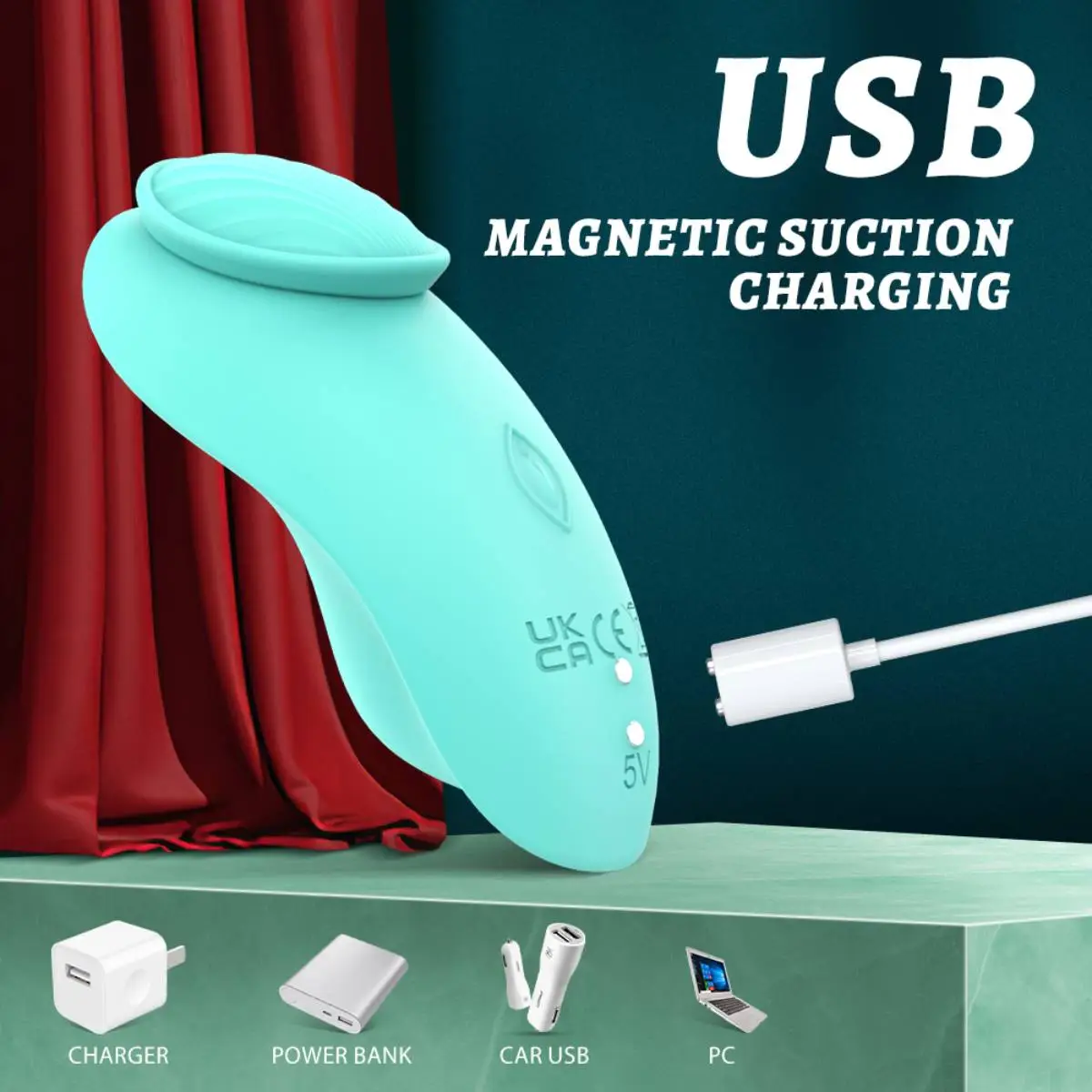 Stimulateur Vibrant Magnétique USB Pour Culotte - Turquoise – Image 10